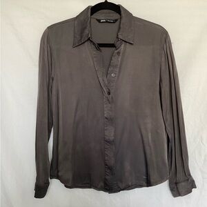 Zara Gray Button Down Shirt